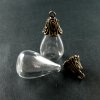 6pcs 20x24mm vintage style antiqued bronze flower cap bail wish vial drop flat glass bottle pendant DIY supplies 1810393