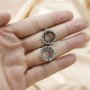 1Pcs 15MM Setting Size Round Flowers Bezel Antiqued 925 Sterling Silver Solid Silver DIY Ring Tray Bezel Setting Supplies 1213023