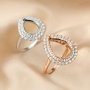Pear Prong Ring Blank Settings Double Halo Bezel Solid 925 Sterling Silver Rose Gold Plated Adjustable Ring Band for Gemstone 1294316