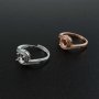 1Pcs 6MM Bypass Shank Round Prong Bezel Rose Gold Plated Solid 925 Sterling Silver Adjustable Ring Settings for Moissanite Gemstone DIY Supplies 1210055