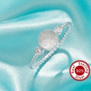 Keepsake Breast Milk Resin Round Ring Bezel Settings,Solid 925 Sterling Silver Ring With Two Side CZ Stones,Solid Back Ring,DIY Ring Supplies 1212129-1