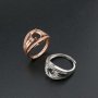 1Pcs Oval Bezel Vinatge Style Rose Gold Plated Solid 925 Sterling Silver Adjustable Prong Ring Settings Blank for Gemstone 1224037