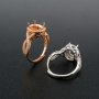 1Pcs 7x9MM Oval Halo Free Form Shank Rose Gold Plated Solid 925 Sterling Silver Adjustable Prong Ring Settings Blank for Gemstone 1224032