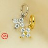 5MM CZ Stone Flower Charm,Solid 925 Sterling Silver Gold Plated Pendant Charm,4 Stones CZ Stone Charm,DIY Pendant Charm Supplies 1431195