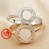 1Pcs 6.5-9MM Halo Round Prong Bezel Rose Gold Plated Solid 925 Sterling Silver Adjustable Ring Settings for Moissanite Gemstone DIY Supplies 1210054