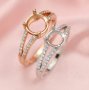 Keepsake Breast Milk Round Prongs Ring Settings Resin Solid 14K Gold with Moissanite Accents DIY Ring Blank Band 1214024-1