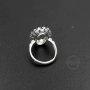 1Pcs 13X18MM Antiqued Oval Flower Bezel Solid 925 Sterling Silver Adjustable Ring Settings 1223085