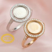 Keepsake Breast Milk 6-8MM Round Ring Settings Resin Halo Solid 14K/18K Gold Moissanite Accents DIY Ring Blank Band for Gemstone 1210092-1