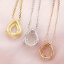 6x8MM Pear Prong Pendant Settings Solid 14K/18K Gold Halo Keepsake Breast Milk Bezel with Birthstone Accents Necklace Chain DIY Memory Jewelry Supplies 1431046-1