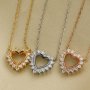 8MM Halo Heart Bezel Pave Pendant Settings Solid 925 Sterling Sliver DIY Gemstone Supplies Charm Tray Necklace Chain 15''+1.7'' 1320025
