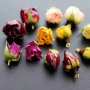 5Pcs 15-20MM Real Pink Preserved Dry Rose Flower with Epoxy Filled DIY Earrings Charm Supplies 1800397