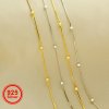 0.7MM Chain with 2MM Beads Necklace,Solid 925 Solid Sterling Silver Gold Plated Snake Necklace Chain 16Inches with 2Inch Extension Chain 1320032