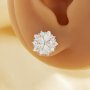 Flower Simulated Diamond Studs Earrings With White Cubic Zirconia,Solid 925 Sterling Silver Earrings,Vintage Art Deco Earrings 6390122