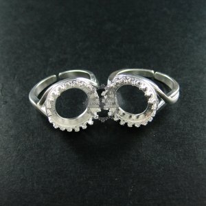 5pcs 14MM setting size silver plated brass base tray setting adjustable ring bezel fashion ring DIY supplies 1212017