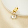 4x6MM Rectangle Prongs Bezel Pendant Settings With Two Loops,Yellow Gold Plated Stainless Steel Rectangle Pendant Charm,Minimalist Pendant,DIY Pendant Blank 1431459