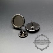 5pcs 15mm setting size round bezel gun black brass DIY brooch pin supplies findings 1582046-2