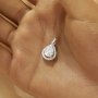 Elegant Halo Pear Simulated Diamond Pendant With 6x8MM Pear Cubic Zirconia,Solid 925 Sterling Silver Pendant Charm 6130054