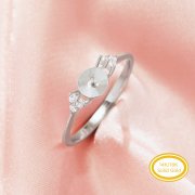 Ball Round Pin Ring Settings For Half Drilled Pearl Bead,Solid 14K 18K Gold Ring For Half Drilled Beads,Vintage Styles Ring,DIY Ring Supplies 1295071