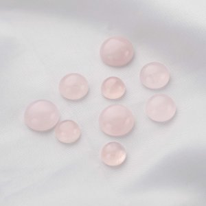 5Pcs Round Pink Rose Quartz Cabochon,October Birthstone Semi Precious Gemstone DIY Jewelry Supplies 4110194