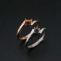 1Pcs 3-5MM Round Bezel Simple Bypass Shank Rose Gold Plated Solid 925 Sterling Silver Adjustable Prong Ring Settings for Gemstone 1210069