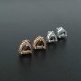 1Pair 5-6MM Rose Gold Plated Solid 925 Sterling Silver Trillion Triangle Prong Bezel DIY Studs Earrings Settings for Gemstone Jewelry Supplies 1706047