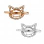 6x8MM Halo Oval Cat Prong Ring Settings Solid 925 Sterling Silver Rose Gold Plated Ring Bezel DIY Supplies 1224117