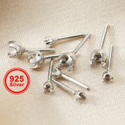 2-3MM Round Prong Settings Nose Bone Stud Solid 925c Sterling Silver Nose Screw Ring DIY Supplies 1702232