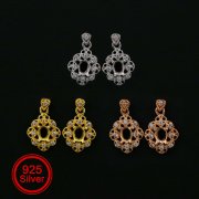 1Pair 3x4MM Oval Studs Earrings Settings Vintage Style Rose Gold Plated Solid 925 Sterling Silver Bezel DIY Supplies for Gemstone Jewelry 1706064