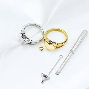 Keepsake Ash Canister Cremation Urn Ring Heart Stainless Steel Wish Vial Prayer Ring for Engraving 10MM Top Size 1294259