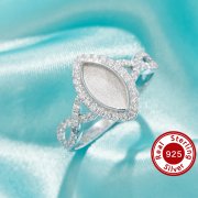 5x10MM Keepsake Breast Milk Resin Marquise Bezel Ring Settings,Solid 925 Sterling Silver Ring,Infinity Art Deco Ring,Pave CZ Stone Ring,DIY Ring Supplies 1295060-1