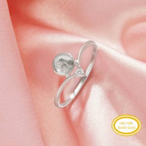Round Pin Ring Settings For Half Drilled Pearl Bead,Solid 14K 18K Gold Ring For Half Drilled Beads,Vintage Styles Round Ring,DIY Ring Supplies 1295102