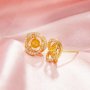 Keepsake Breast Milk Resin Ball Round Pin Solid 14K 18K Gold Studs Earrings Settings For Half Drilled Pearl Bead,DIY Earring Supplies 1705081
