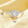 Dainty Hexagon Ring With 4MM Round White Cubic Zirconia,Solid 925 Sterling Silver Ring,Elegant Pave CZ Stone Adjustable Ring 6210338