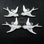 10pcs 17x19mm silver brass one loop swallow kawaii bird earring chandelier pendant charm connector supplies 1820143