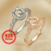 6x8MM Keepsake Breast Milk Memory Halo Oval Prong Ring Settings Art Deco Cathedral Solid 925 Sterling Silver Stackable Ring Bezel 1224140