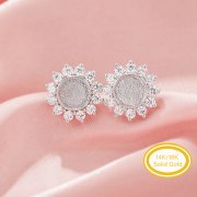 Keepsake Breast Milk Resin Round Bezel Studs Earrings Blank Settings,Sun Flower Solid Back 14K 18K Gold Studs Earring,DIY Earrings Supplies 1706209
