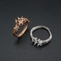 1Pcs 4MM Heart Prong Ring Settings Blank Adjustable 4 Stones Clover Rose Gold Plated Solid 925 Sterling Silver DIY Bezel for Gemstone 1294186
