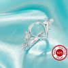 Pear Prong Ring Settings,Bypass Shank Solid 925 Sterling Silver Ring,Tree Branch Leaf Art Deco DIY Ring Supplies 1295042-1