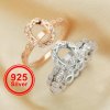 6x8MM Oval Prong Ring Settings,Art Deco Stacker Ring Band,Flower Stackable Solid 925 Sterling Silver Rose Gold Plated Ring,DIY Ring Set 1294558