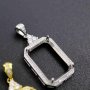 1Pcs Multiple Size Solid 925 Sterling Silver Rose Gold Rectangle 4 Prongs Luxury Gemstone Prong Bezel Settings DIY Pendant 1431043