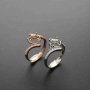 1Pcs 7/8MM Round Simple Rose Gold Silver Gems Cz Stone Prong Bezel Solid 925 Sterling Silver Adjustable Ring Settings 1210035
