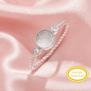 Keepsake Breast Milk Resin Round Ring Bezel Settings,Solid 14K 18K Gold Ring With Two Side Moissanite Stones,Solid Back Ring,DIY Ring Supplies 1212129