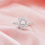 Halo Round Prong Ring Settings,Flower Solid 14K 18K Gold Ring,Vintage Styles Round Moissanite Ring,DIY Ring Supplies For Gemstone 1212134
