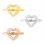 Heart Prong Ring Settings,925 Sterling Silver Rose Gold Plated Ring,Halo Pave CZ Stone Bezel Ring,Art Deco Ring,DIY Ring Supplies 1294626