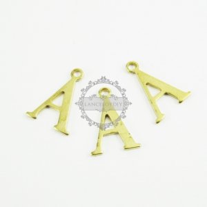 10pcs 15x10mm vintage kawaii metal alphabet letter A raw brass pendant charm packs assortment 1800061