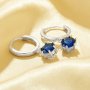 6MM Simulated Sapphire Minimalist Round Hoop Earring,Solid 925 Sterling Silver Earrings,Simple Round Earrings 6310103