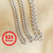 18Inches White Plated Necklace Chain,Cable Chain,Solid 925 Sterling Silver Necklace,DIY Necklace Supplies 1314022