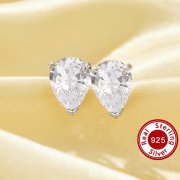 Minimalist Pear Simulated Diamond Studs Earrings With 6x8MM Pear White Cubic Zirconia,Solid 925 Sterling Silver Earrings,Simple Earrings 6330019