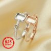 5x7MM Keepsake Breast Milk Resin Rectangle Bezel Ring Settings,3MM Side Stone Solid 925 Sterling Silver Rose Gold Plated Ring,Art Deco Ring,DIY Ring Supplies 1294647