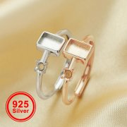 5x7MM Keepsake Breast Milk Resin Rectangle Bezel Ring Settings,3MM Side Stone Solid 925 Sterling Silver Rose Gold Plated Ring,Art Deco Ring,DIY Ring Supplies 1294647